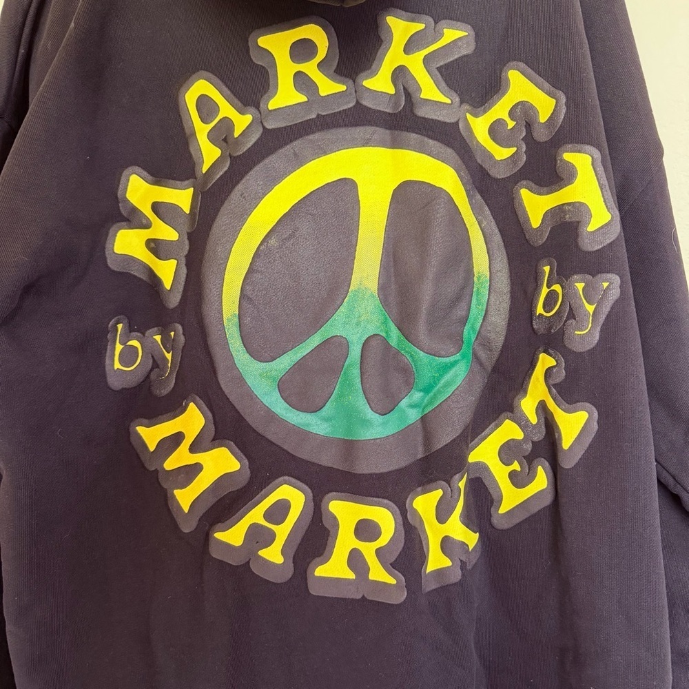 Market Black Hoodie with Yellow and Blue Graphics - Picture 7 of 9